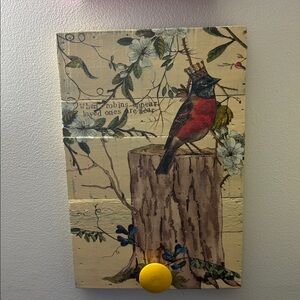 Bird Wall Art with Crown - Multicolor